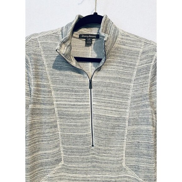 Tommy Bahama Dress Womens Small Salt Meadow Waffle Half Zip Heather Gray Boho - Picture 2 of 5